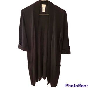 Chico's Bamboo Rayon & Cotton Black Lightweight Sweater Cardigan, Size 1 (8, M)